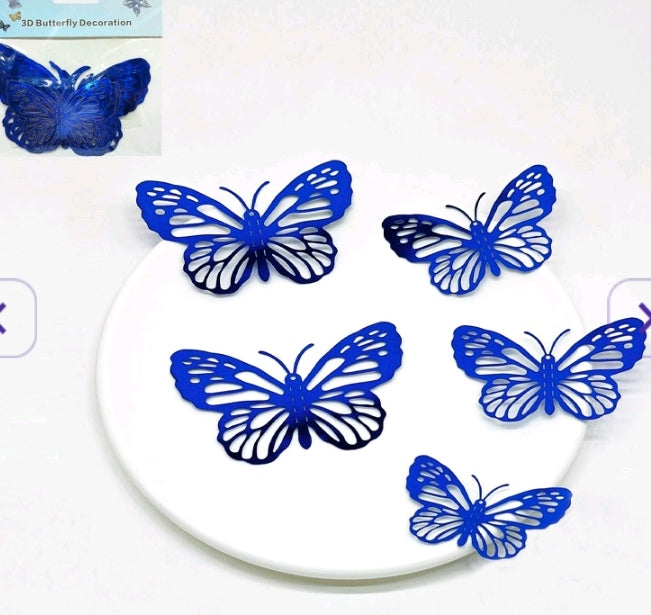 3D Butterfly Stickers for Decoration - 12 Pcs (RANDOM COLORS)
