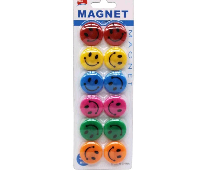 Colorful 30MM Smile Magnets 12 Pcs Pack