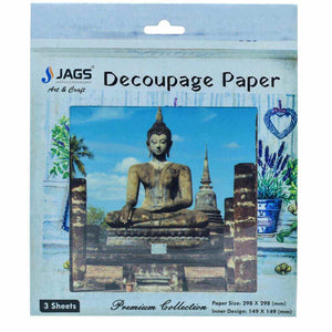 Decoupage Paper 12 x 12 Inch 3 pc -Gautam Buddha