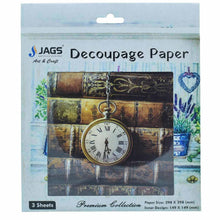 Load image into Gallery viewer, Decoupage Paper 12 x 12 Inch 3 pc -Vintage Pocket Watch
