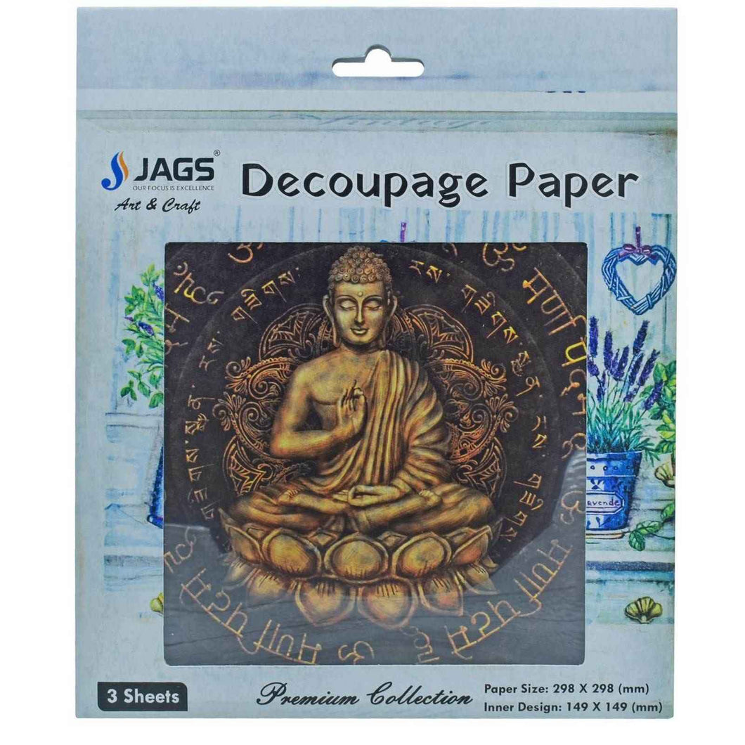 Decoupage Paper 12 x 12 Inch 3 pc - Gautam Buddha