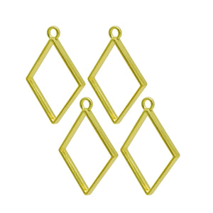 Pendant Earrings For Resin Art Rhombus Shape Bezels Pack of 4