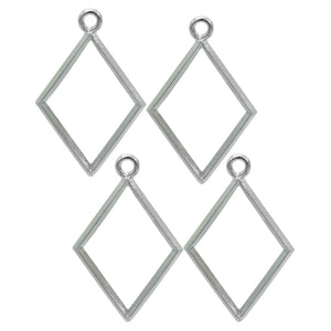 Pendant Earrings For Resin Art Rhombus Shape Bezels Pack of 4