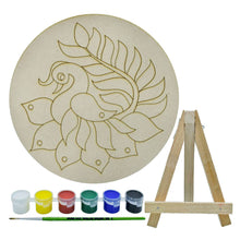Load image into Gallery viewer, MDF Rangoli Cutout With Easel Brush Water Colors - 8 Inch

