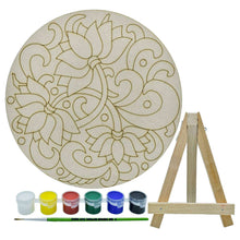 Load image into Gallery viewer, MDF Lotus Flower Cutout With Easel Brush Water Colors - 8 Inch
