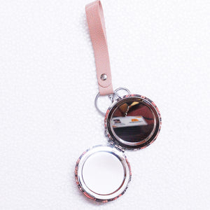 Cute Small Pocket Double Side Mirror with Keychain Hanging