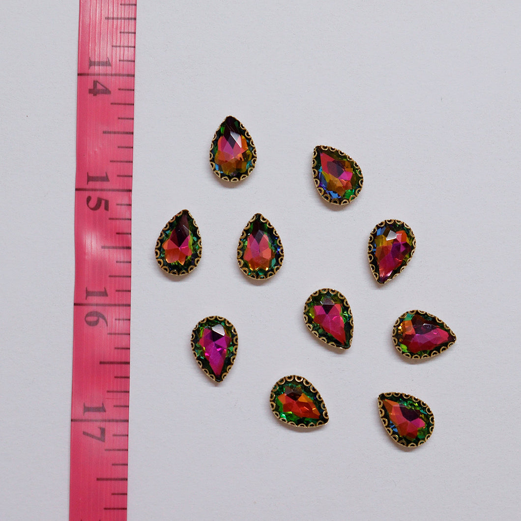 Multi Color Thilak/Drop Shape Crystal Stone/Kundan 10x14mm (1 Piece)