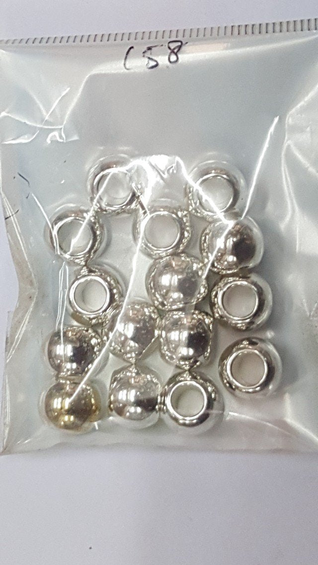 8 mm Metal Balls (Big Hole) Silver