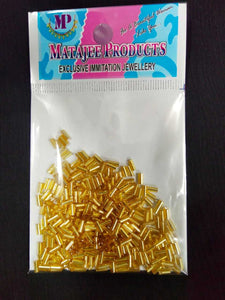 Sugar Bead Crystal Tube Beads MEDIUM SIZE (Gold)