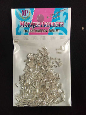 Sugar Bead Crystal Tube Beads MEDIUM SIZE (SILVER)