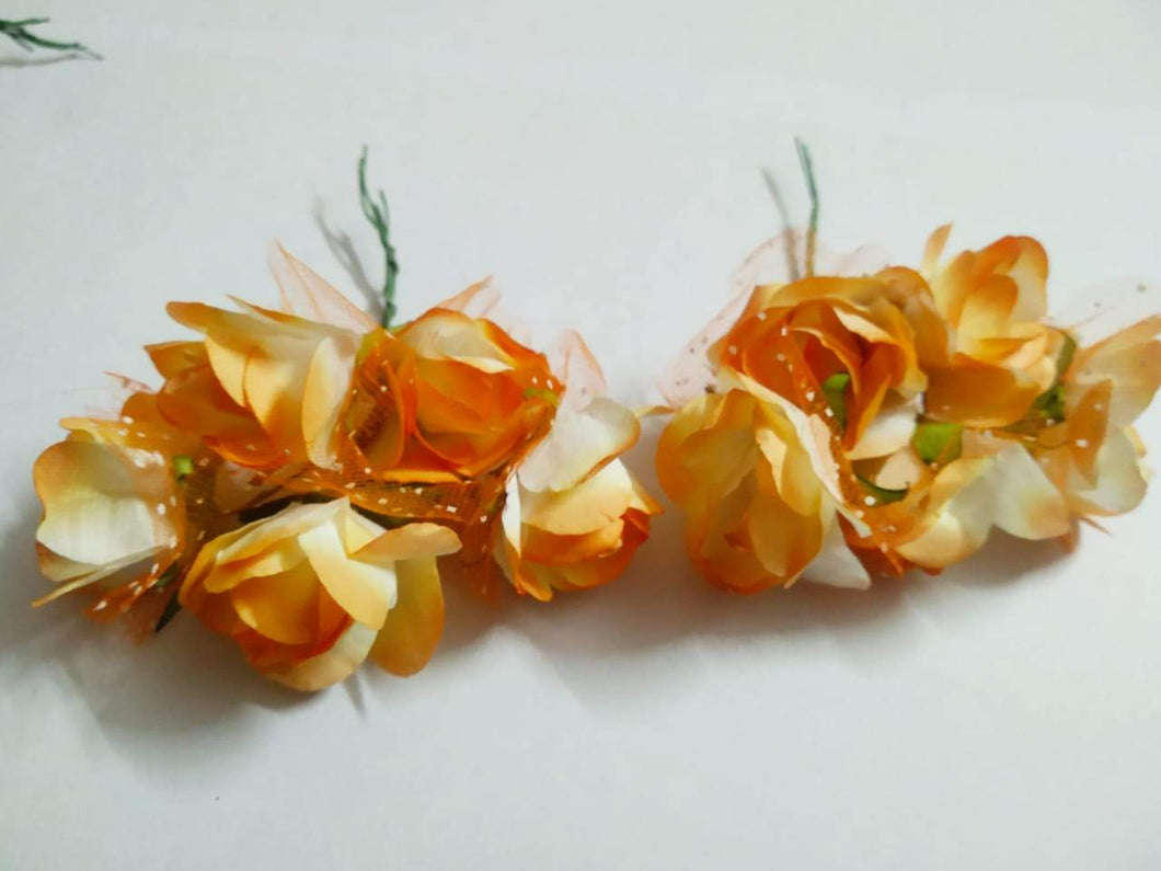 Artificial Paper Rose Flower Decoration Party Diy Materials 5 Paper Flower-1 Bunch(Orange) Necklace