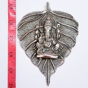 Silver Ganesh in a Leaf  - God Pendant