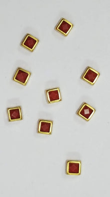 Coloured Pearl Kundan Stone (Flat Back Framed) 5 mm Squire SHAPE CORAL COLOUR