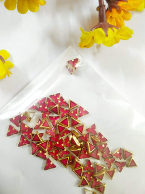 Copy Of Coloured Pearl Kundan Stone (Flat Back Framed) - Triangle Shape Coral Red Color Stones