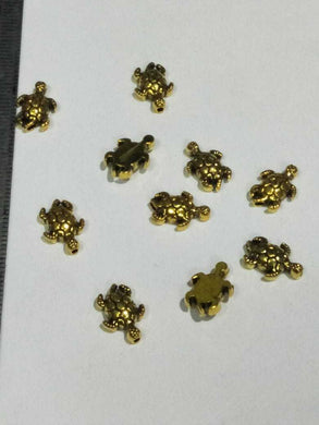 Antique Gold Charm-Tortoise Metal Leaf & Charms