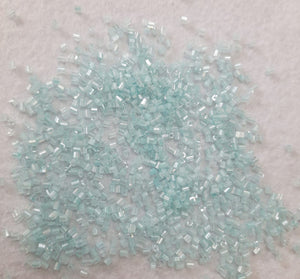 Sugar Bead Crystal Tube Beads small SIZE (Light Blue shinnig)-10Grams