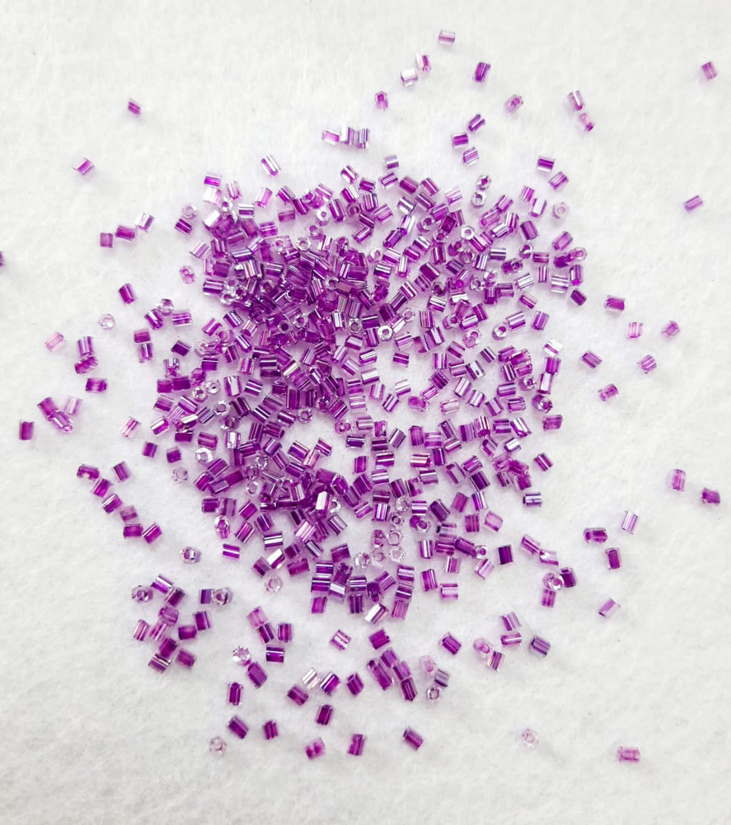Sugar Bead Crystal Tube Beads small SIZE violet color shinning)-20Grams