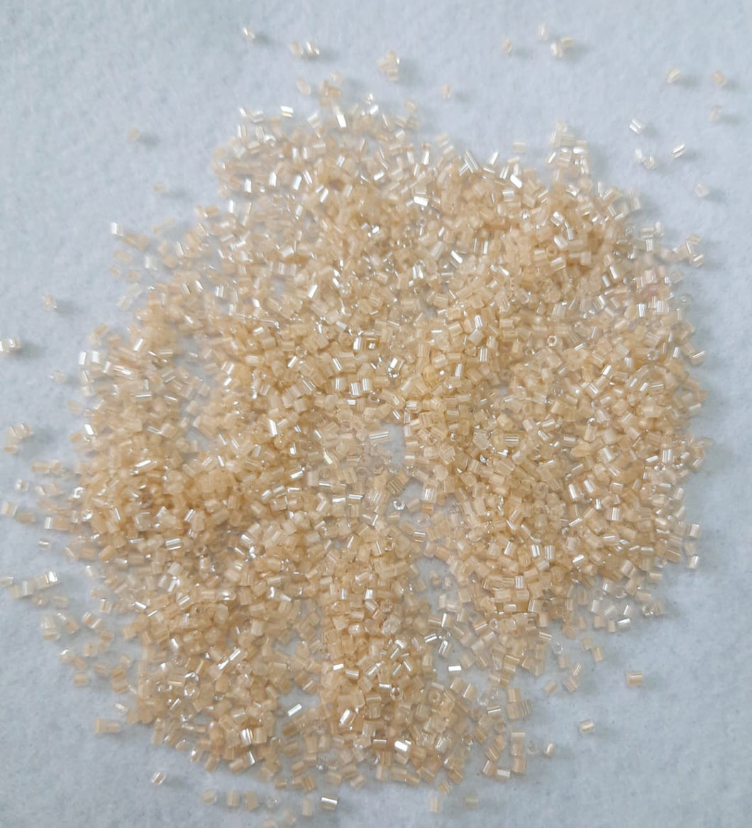 Sugar Bead Crystal Tube Beads small SIZE sandle color shinning)-20Grams