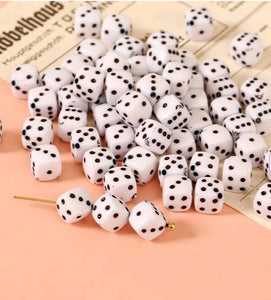 Craft Beads White Dice 10 Grams Pack
