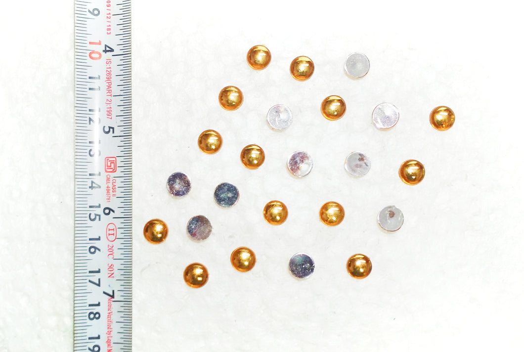 Double Color Round Shape Kundan- 10mm (Honey & Gold)