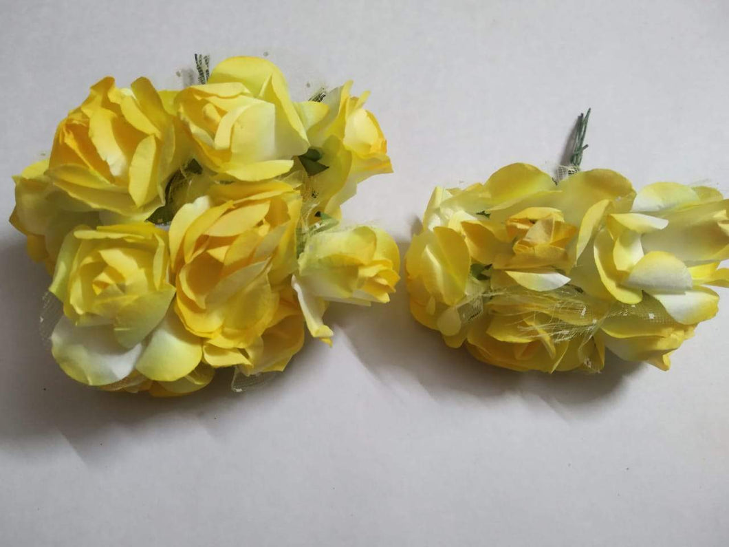 Artificial Paper Rose Flower Decoration Party Diy Materials 5 Paper Flower-1 Bunch(Yellow) Necklace