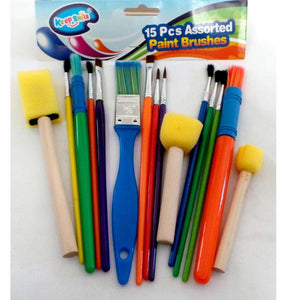 Non-Toxic Washable Set Of 15 Different Sizes Paint Brushes And Art Tools For Painting Drawing