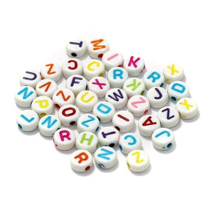 Color Alphabets White Craft Beads for Jewelry Making, Bracelets, Necklaces, Key Chains etc - 10 Grams Pack