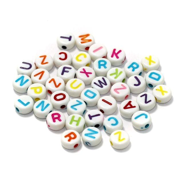 Color Alphabets White Craft Beads for Jewelry Making, Bracelets, Necklaces, Key Chains etc - 10 Grams Pack