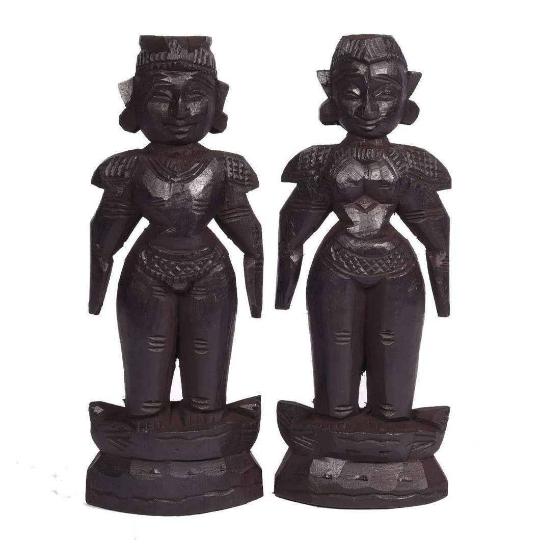 Marapachi Wooden Male and Female Pair Dolls - 7inch.