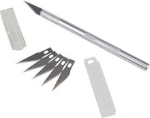 Load image into Gallery viewer, Detail Pen Knife With 5 Interchangeable Sharp Blades Metal Grip Hand-Held Paper Cutter (Set Of 1
