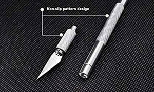 Detail Pen Knife With 5 Interchangeable Sharp Blades Metal Grip Hand-Held Paper Cutter (Set Of 1