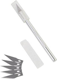 Detail Pen Knife With 5 Interchangeable Sharp Blades Metal Grip Hand-Held Paper Cutter (Set Of 1
