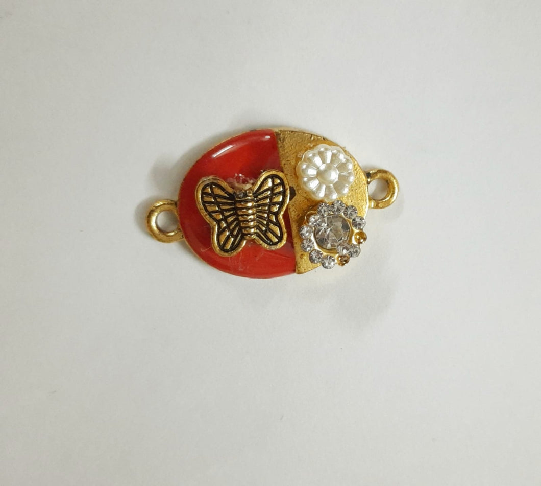 Rakhi Beads/ Embroidery/Dress Designs/ With Stone Batch - Butterfly Model - Orange With Gold
