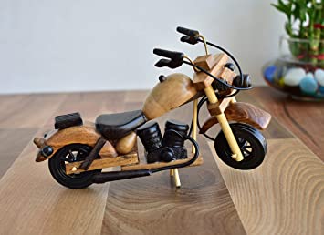 Handcrafted Wooden Bullet Bike Motorcycle /Antique Decorative Showpiece/Gifts Items (Brown) 