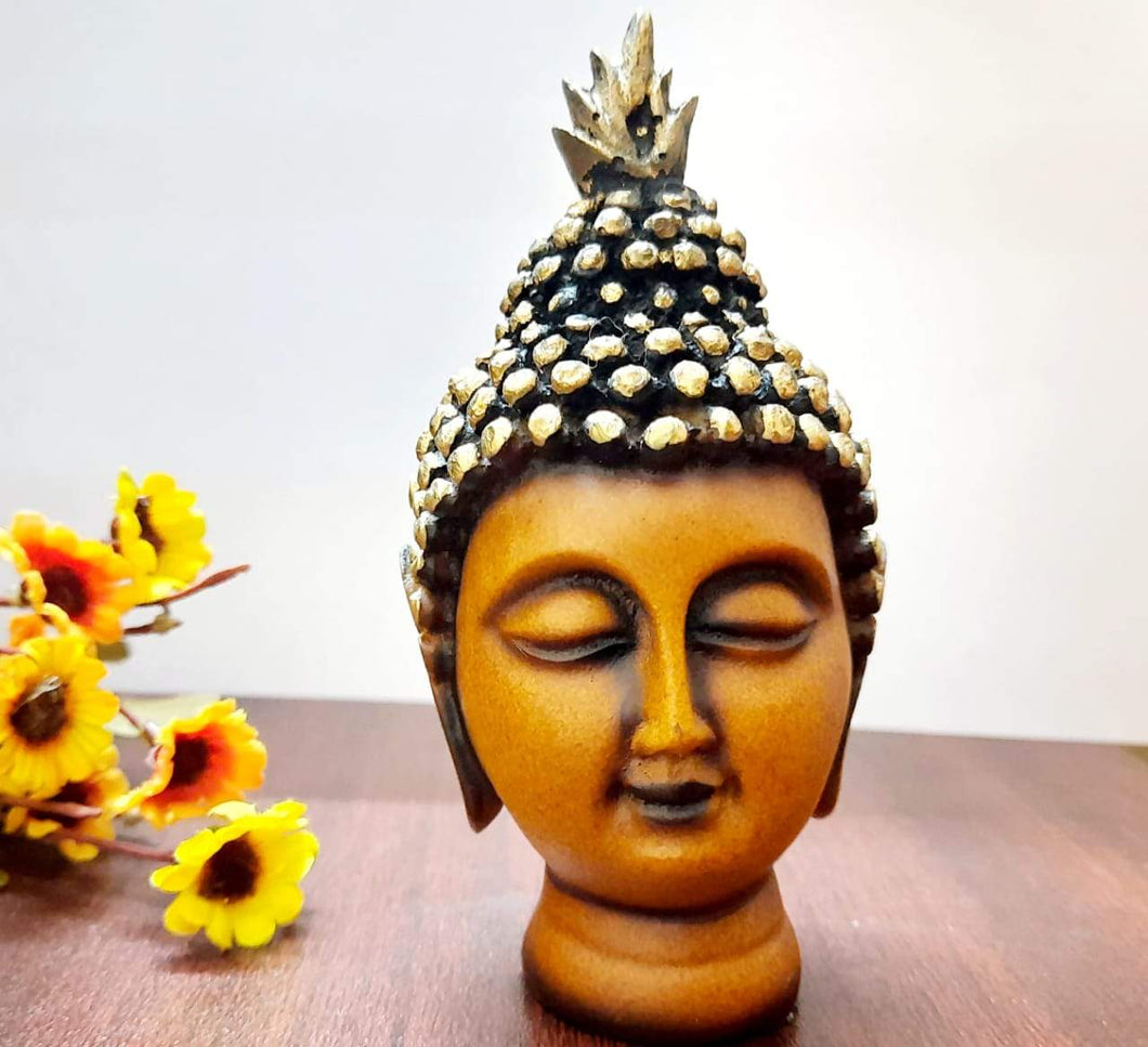 Buddha Head|Face Showpiece Figurine Handcrafted In Brown Color For Home|Room|Office Desk|Office