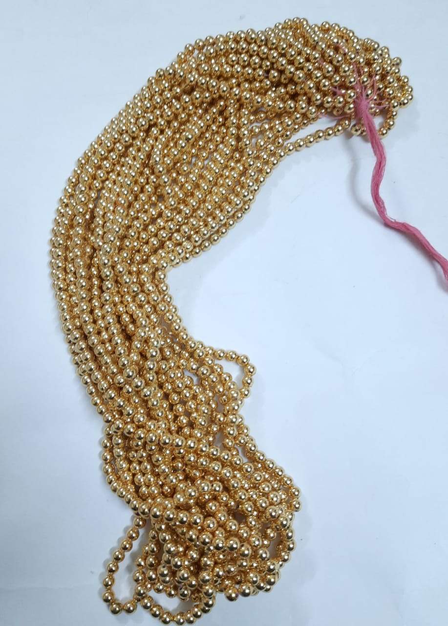 Gold Plastic Beads Full Bunch 06 Mm Antique