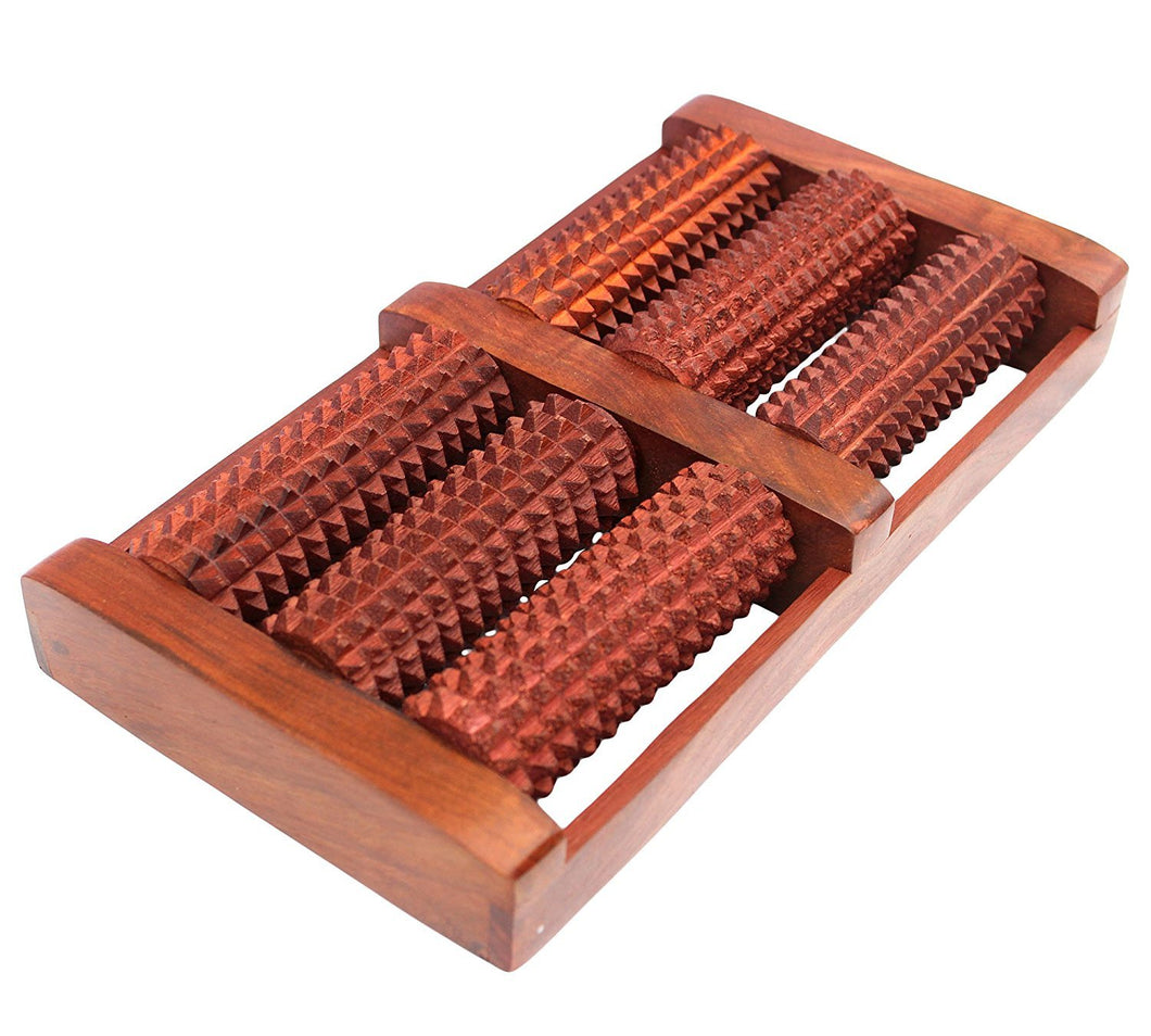 Wooden Foot/Feet Massager 6 Roller Stress Acupressure Touch Wooden Foot | Perfect for Gifting and Health