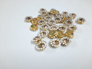 Coloured Stone Kundan/Stone Batch- Gold with White - 8mm / 6mm