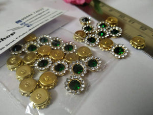 Coloured Stone Kundan/stone Batch- Green & White (10Mm) Kundan Stones