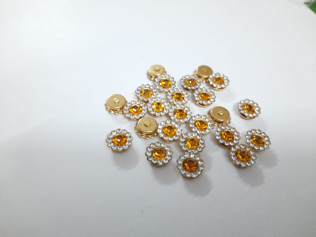 Coloured Stone Kundan/Stone Batch-Honey with White stone -8mm