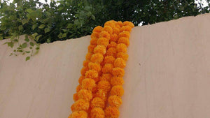 Marigold Fluffy Flowers String Garlands Orange colour Toran Set- Home Door Wall Hanging Decorative Flower String.