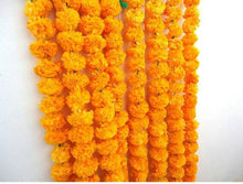 Load image into Gallery viewer, Marigold Fluffy Flowers String Garlands Orange colour Toran Set- Home Door Wall Hanging Decorative Flower String.
