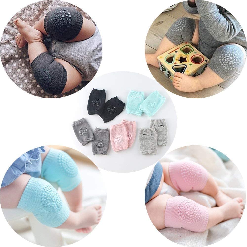 Baby Knee Pads for Crawling, Anti-Slip Padded Stretchable Elastic Cotton Soft Breathable Comfortable Knee Cap Elbow Safety Protector