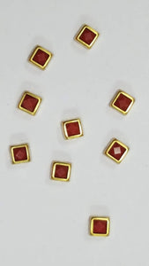 Coloured Pearl Kundan Stone (Flat Back Framed) 4 mm Square SHAPE CORAL COLOUR (wholesale) 100 Grams
