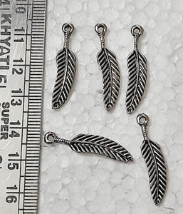 Antique Metal Leaf Charms/Pendant Silver- Pack of 5