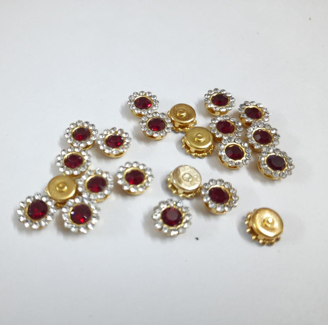 Coloured Stone Kundan/Stone Batch- Maroon -6mm