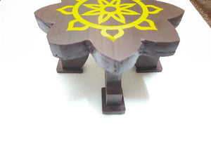 Flower Design 7inch Wooden Mukkali , Mini Stool, Pooja Stand