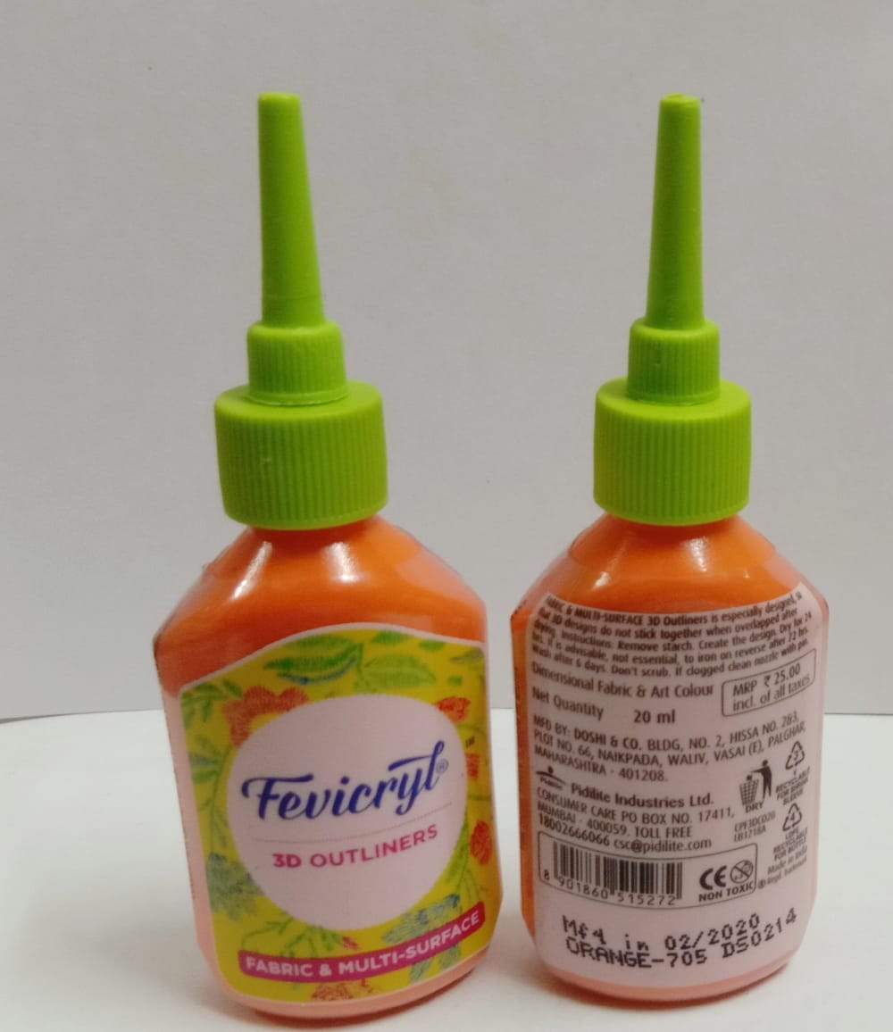 Fevicryl 3D Outliners - Orange Fabric Glue & Adhesives