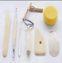 Load image into Gallery viewer, Eshwarshop 8 Piece Pottery &amp; Clay Modelling Tool/art Tool Kit With Sponge (Biege) - Pieces
