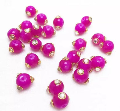 Kundan Beads -Rani Pink
